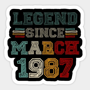 36 Years Old Legend Since March 1987 36th Birthday Sticker